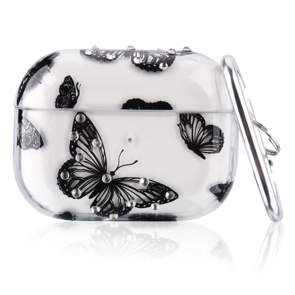 Protective TPU Case for Apple AirPods Pro with Keychain, Butterfly Design