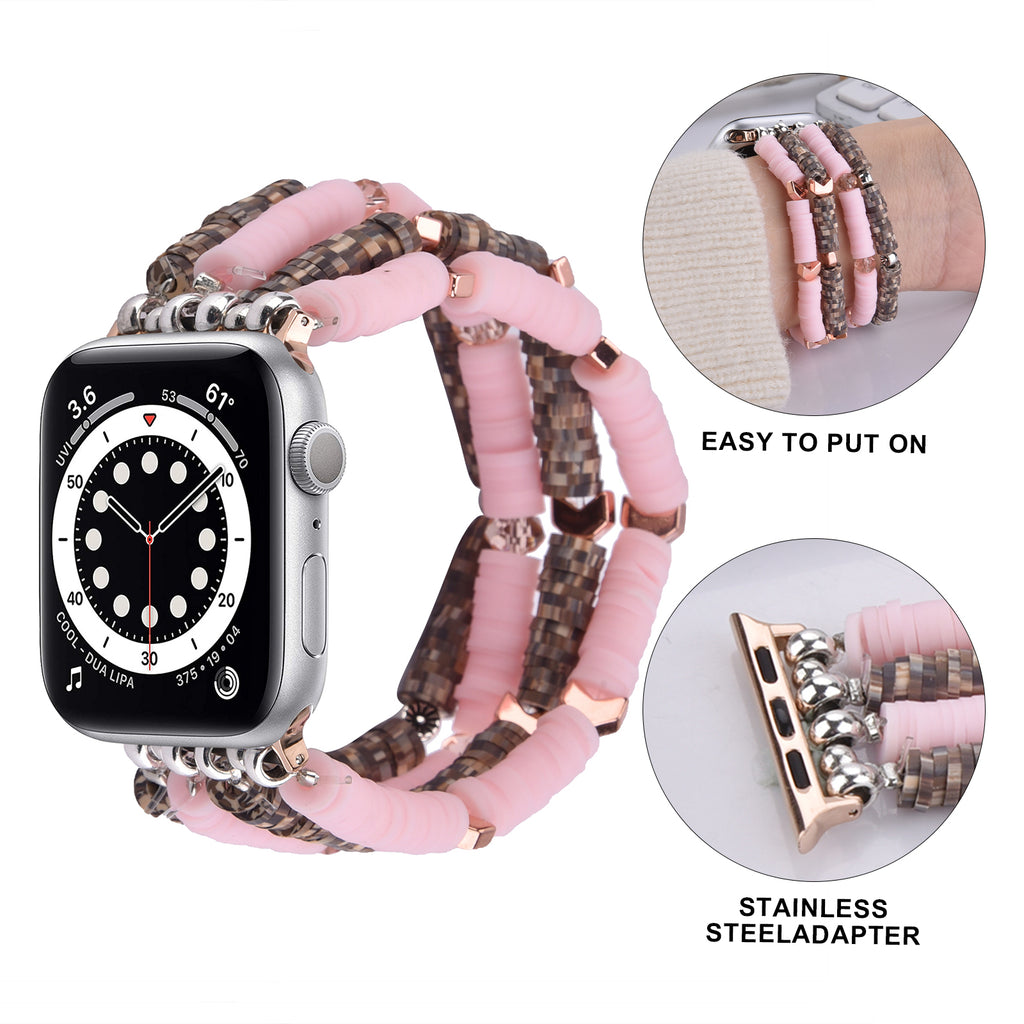 Fashion Preppy Stack Handmade Elastic Band for Apple Watch-Assorted Colors