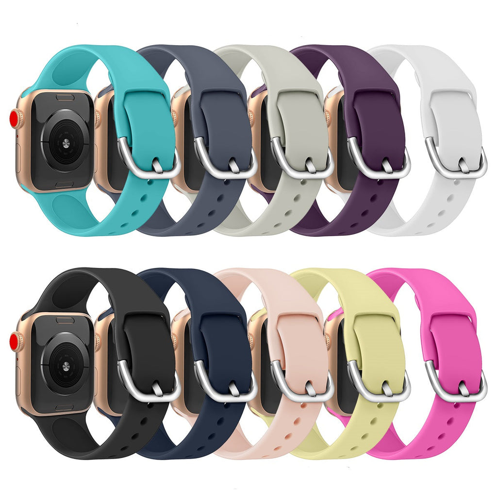 Easy Buckle Closure Silicone Band for Apple Watch 38/40/41mm & 42/44/45mm-Assorted Colors