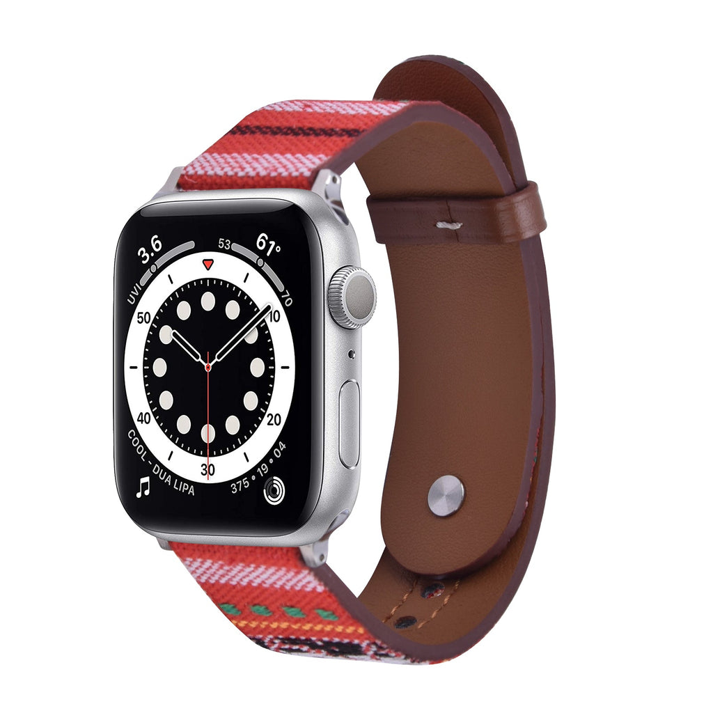 Leather & Canvas Ethnic Style Band for Apple Watch