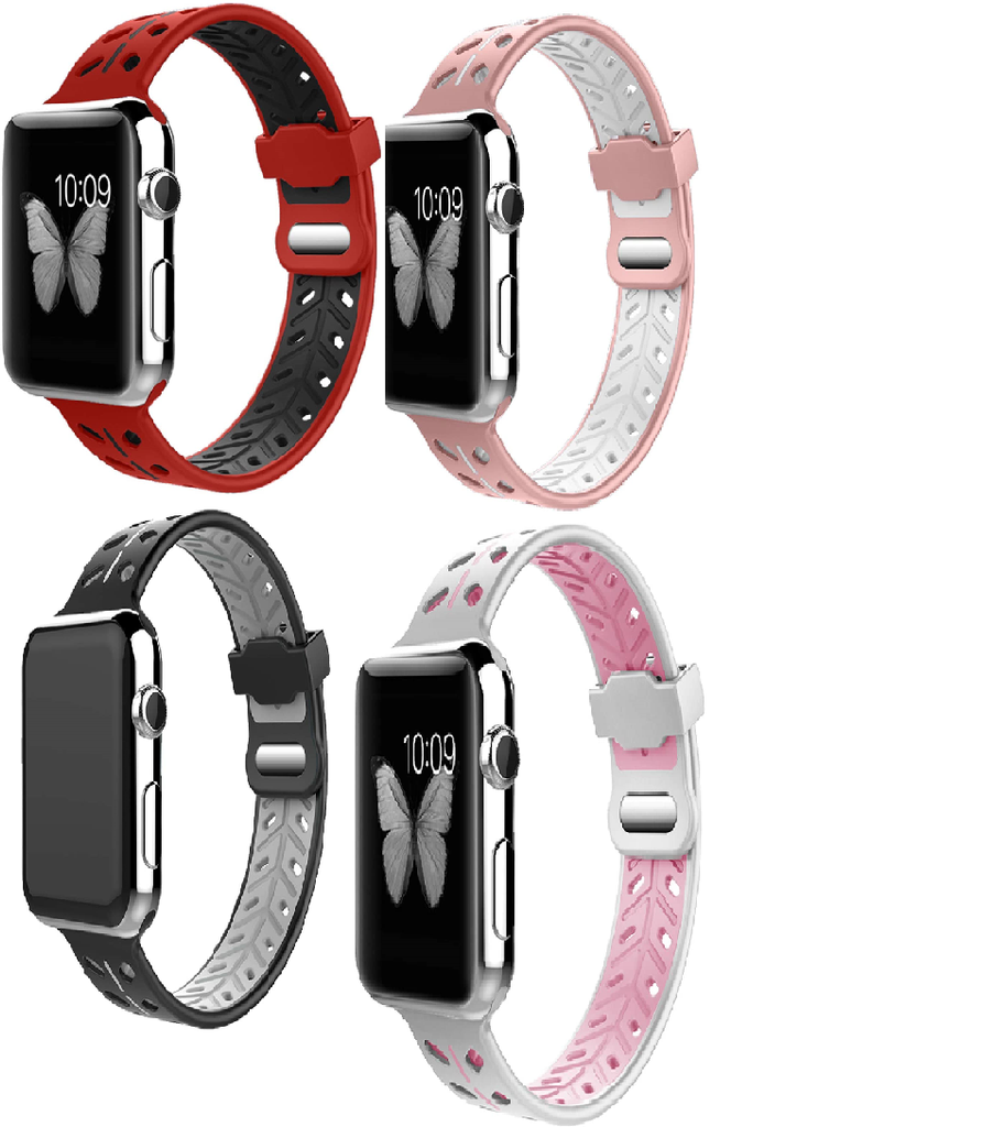 Sports Silicone Band for Apple Watch 38/40/41mm & 42/44/45mm- Leaf Design