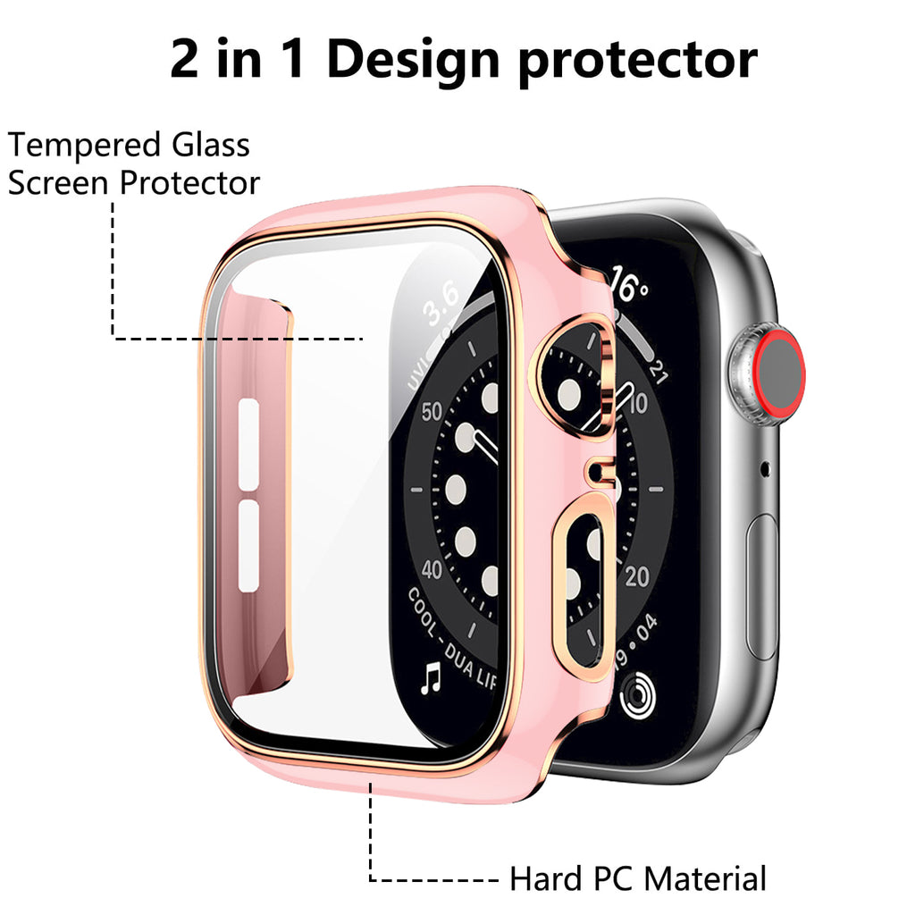 Bumper Case with Screen Protector for Apple Watch-Pink