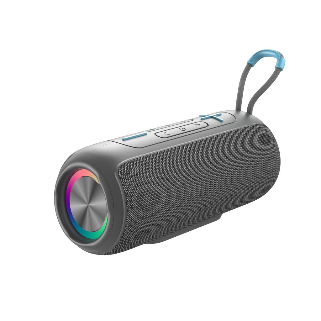 Wireless Portable Waterproof Bluetooth Speaker with RGB Lights, Gray