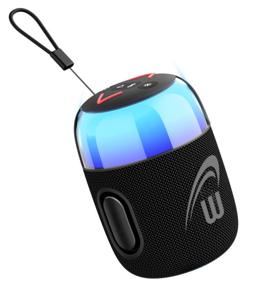 Mini 10W Portable Bluetooth Party Speaker with RGB Lights, Waterproof- Black