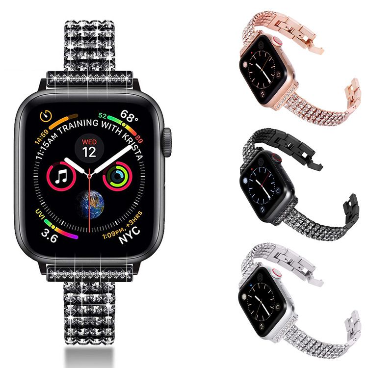 Slim Metal Band for Apple Watch Bling Diamond Rows