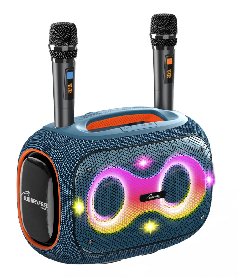 Party Box-Wireless 120W Portable Bluetooth Speaker Karaoke with Two Microphones, Blue