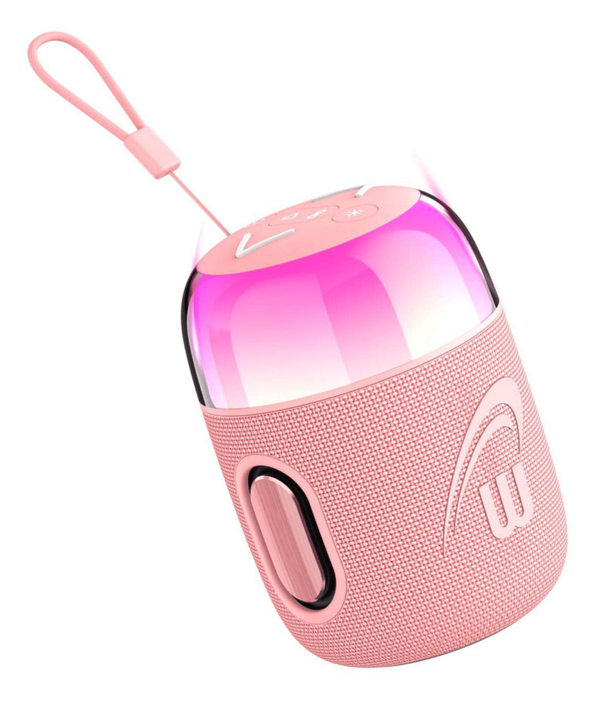 Mini 10W Portable Bluetooth Party Speaker with RGB Lights, Waterproof- Pink