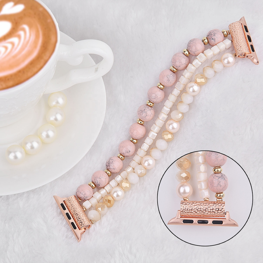 Handmade Beaded Pearl Band for Apple Watch-Assorted Colors