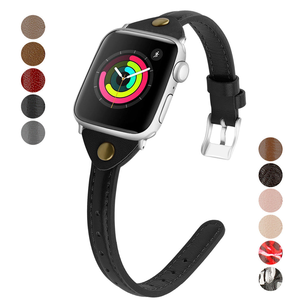Slim Leather Band with Easy Buckle for Apple Watch 38/40/41mm