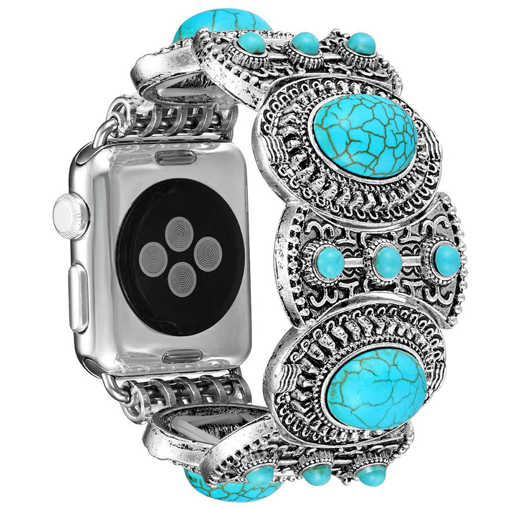 Stretchy Boho Band with Natural Turquoise for Apple Watch