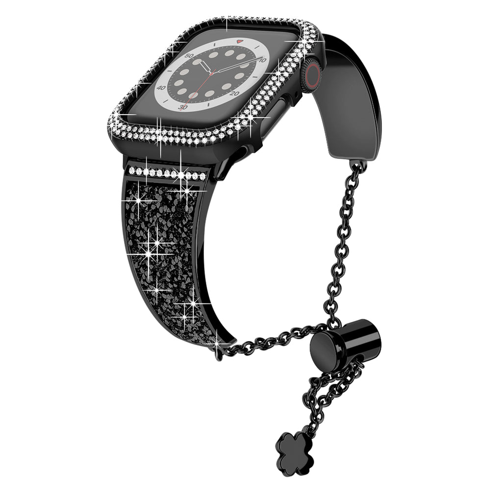 Dazzling Crystal Metal Band with Bling Bumper Case for Apple Watch 