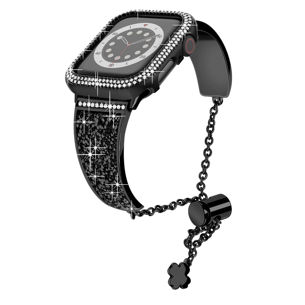 Dazzling Crystal Metal Band with Bling Bumper Case for Apple Watch