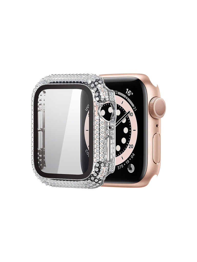 Full Bling Bumper Case with Glass for Apple Watch 40mm-Transparent