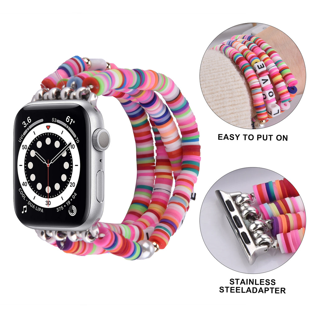 Cute Fashion Preppy Stack Handmade Elastic Band for Apple Watch
