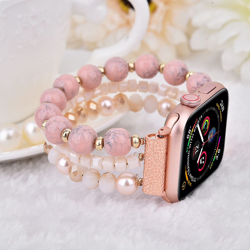 Handmade Beaded Pearl Band for Apple Watch-Assorted Colors