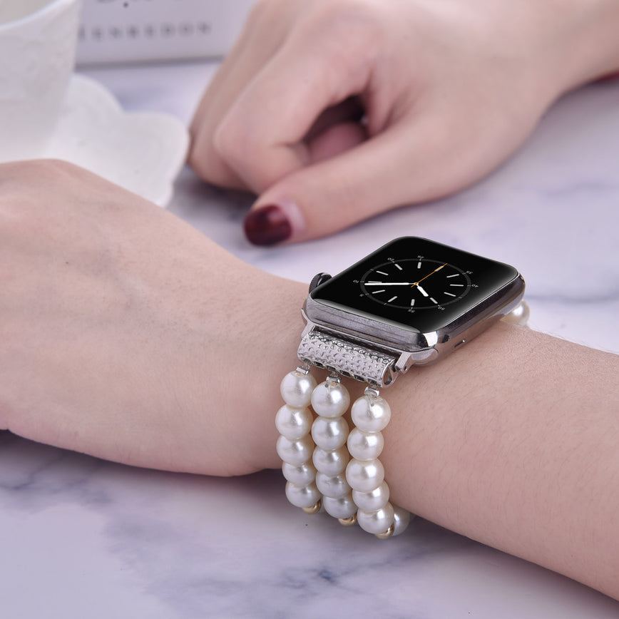 Handmade Beaded Pearl Band for Apple Watch-Assorted Colors